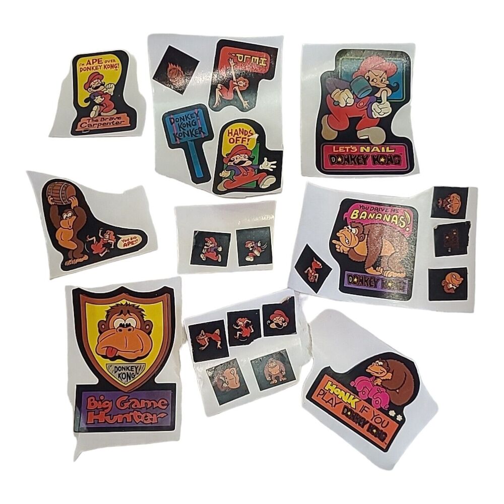Lot of Vintage 1982 Nintendo Donkey‎ Kong Mario Stickers *Restored